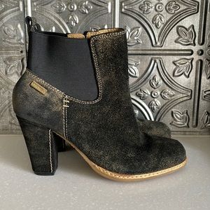 PIKOLINOS BLACK AND GOLD HEELED BOOTIES WOMENS SIZE 38, 7.5